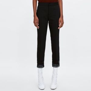 NWT ZARA BLACK PANTS WITH LACE DETAIL